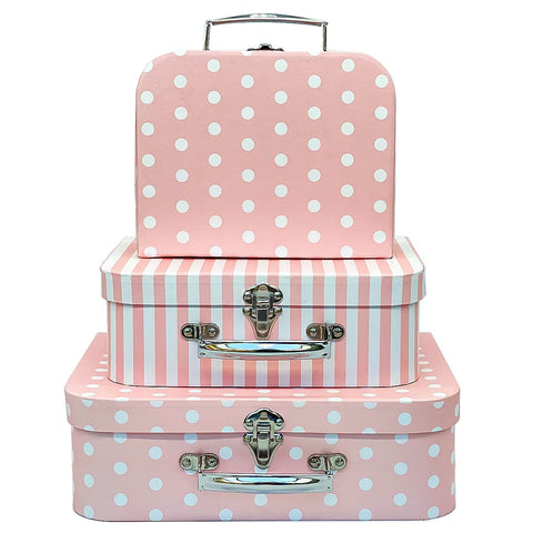 Amedoo paperboard suitcases set of 3 stacked storage for Barbie clothes