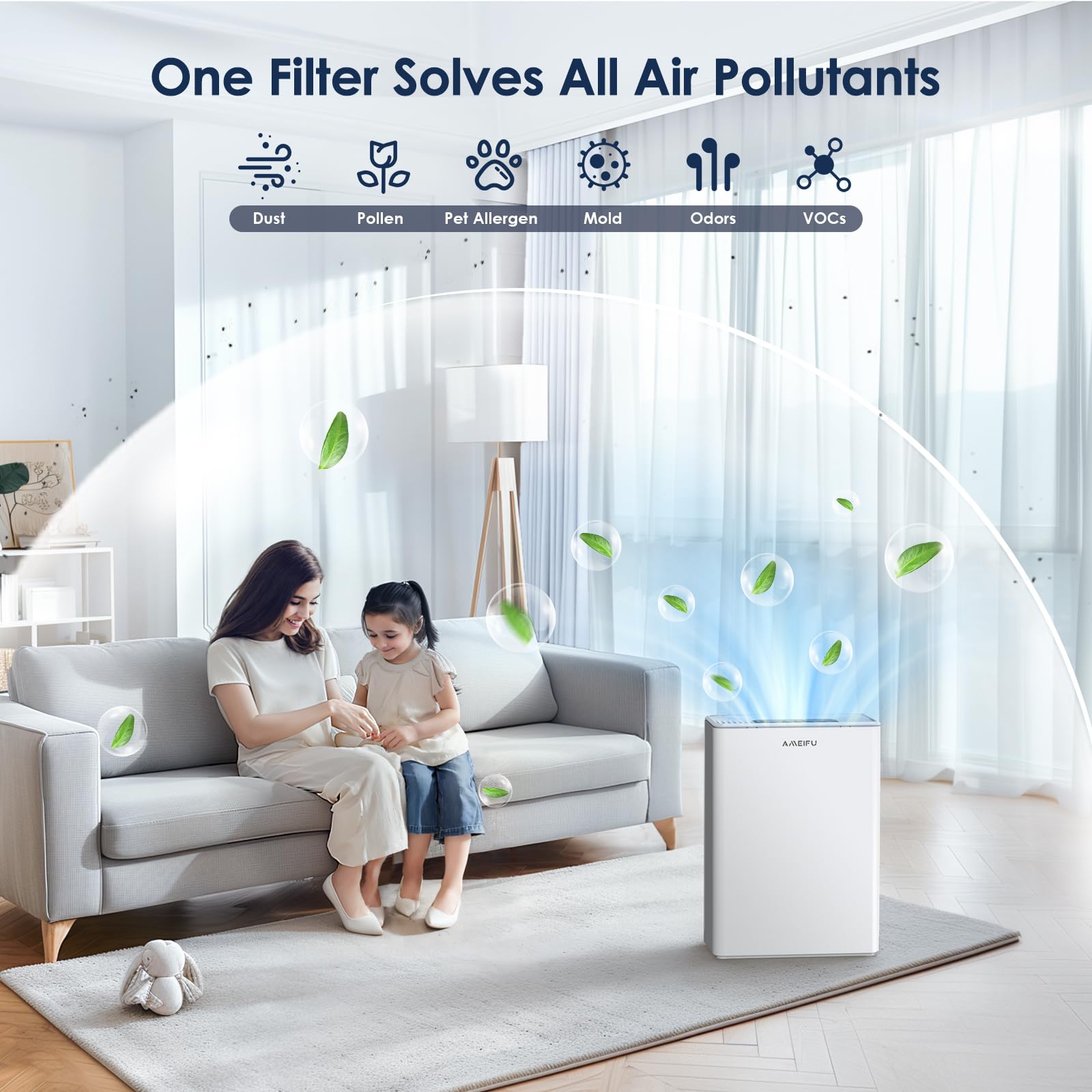 AMEIFU air purifier sleep mode keeps nights quiet and restful