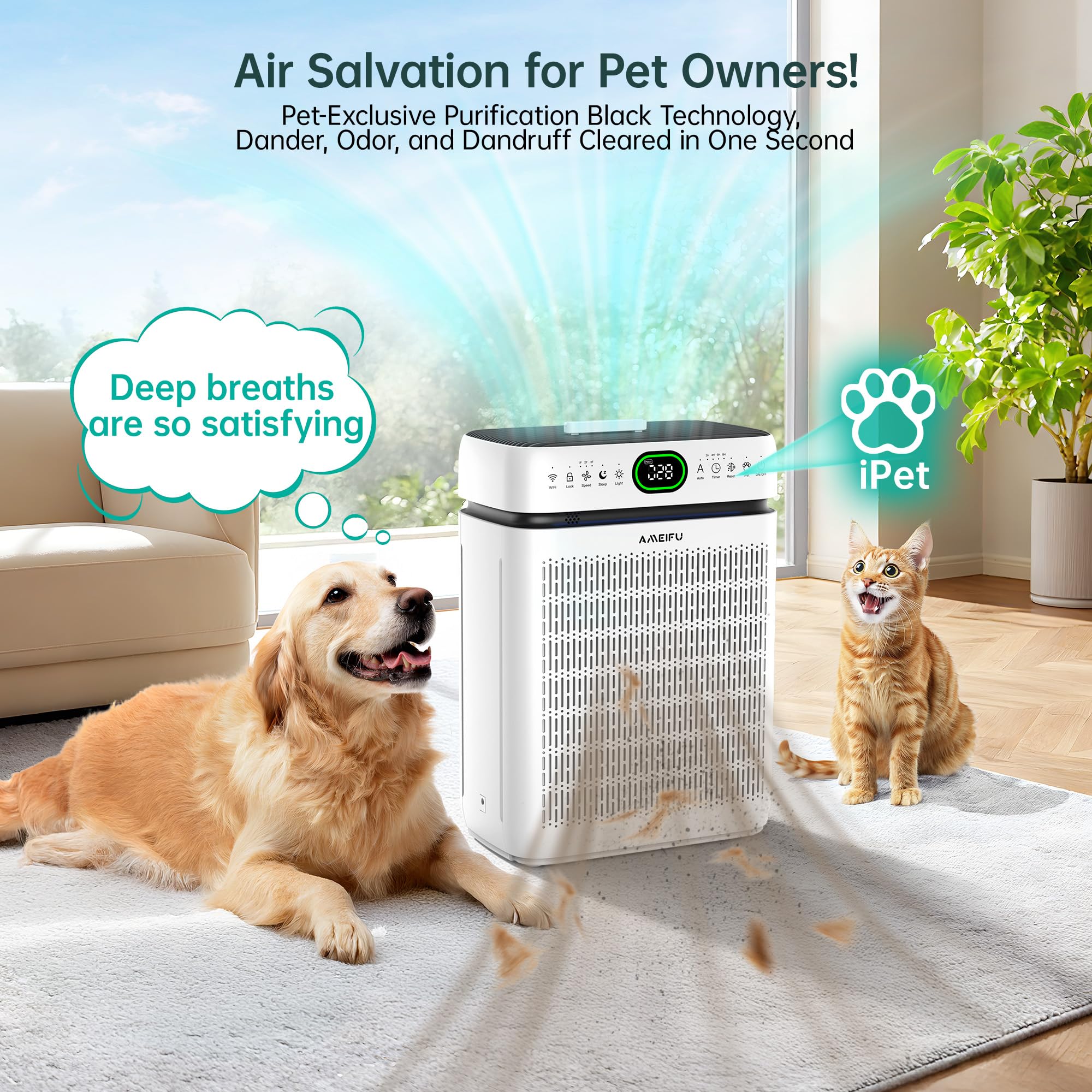 AMEIFU air purifier washable pre-filter for easy maintenance