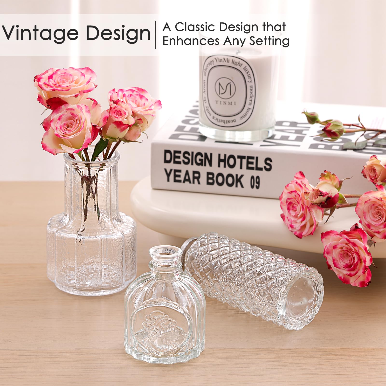 AmeLeis clear bud vases perfect for home or office decor.