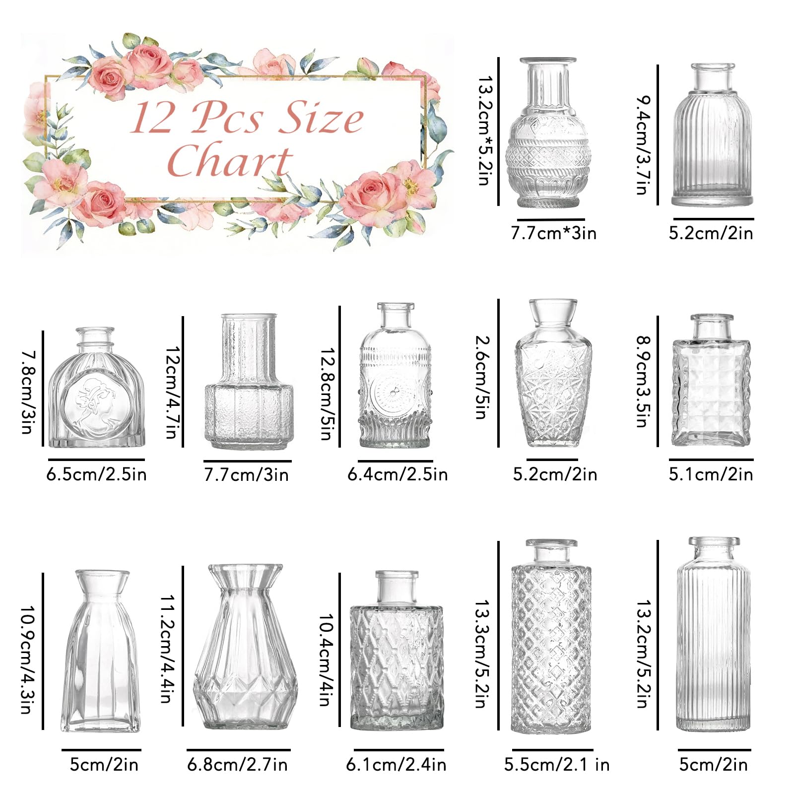 AmeLeis vintage relief pattern glass vases add charm to decor.