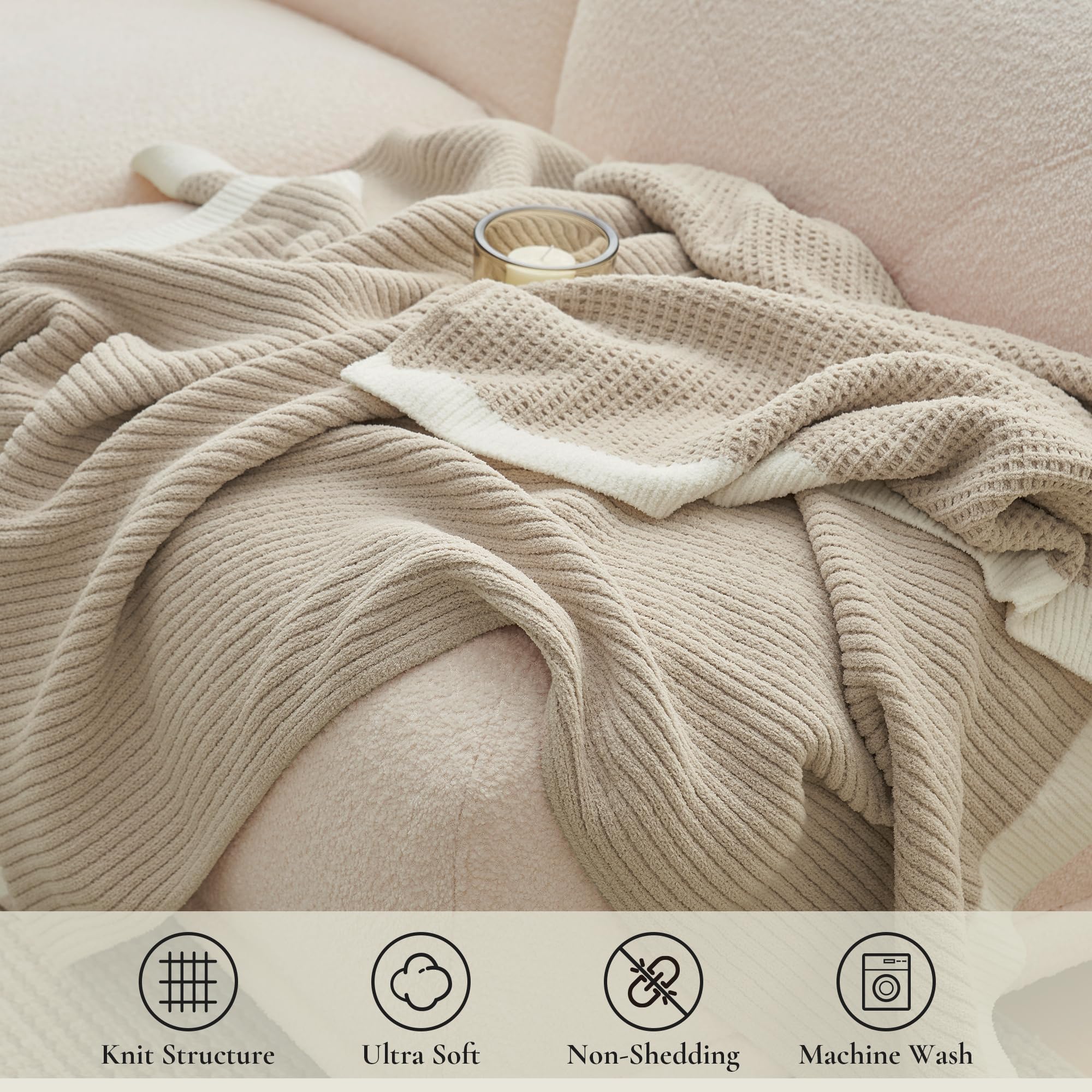 Amélie Home chenille throw reversible texture adds versatile decor flair.