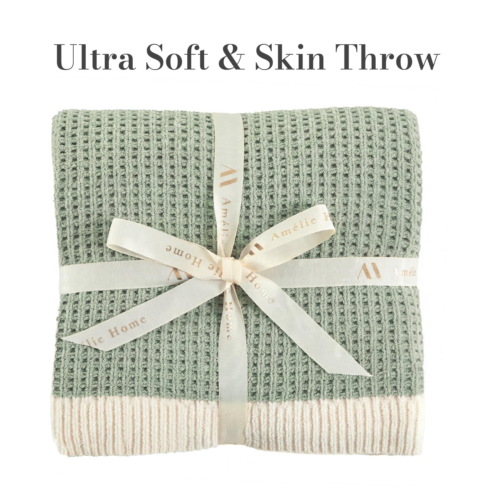 Amélie Home chenille waffle throw shows reversible texture for versatile decor in any room.