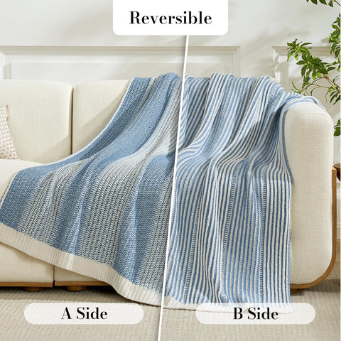 Amélie Home two-tone blue and ivory chenille throw complements living spaces