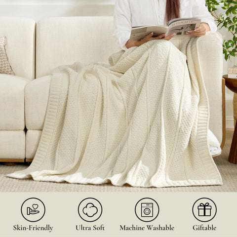 Amélie Home premium chenille throw provides light warmth for all-season use.