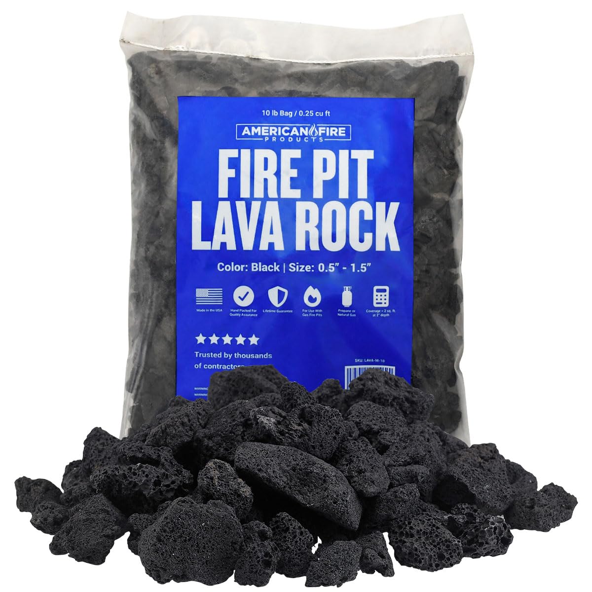 American Fireglass lava rock bag for fire pits adds durable texture