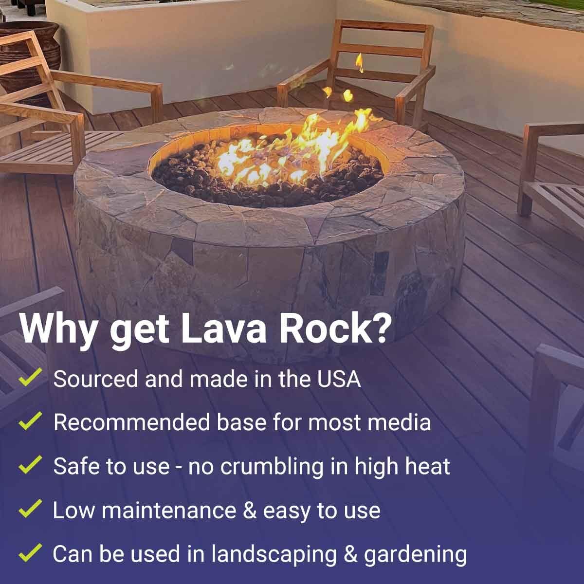 American Fireglass lava rock hide pipes creates a clean look in large features