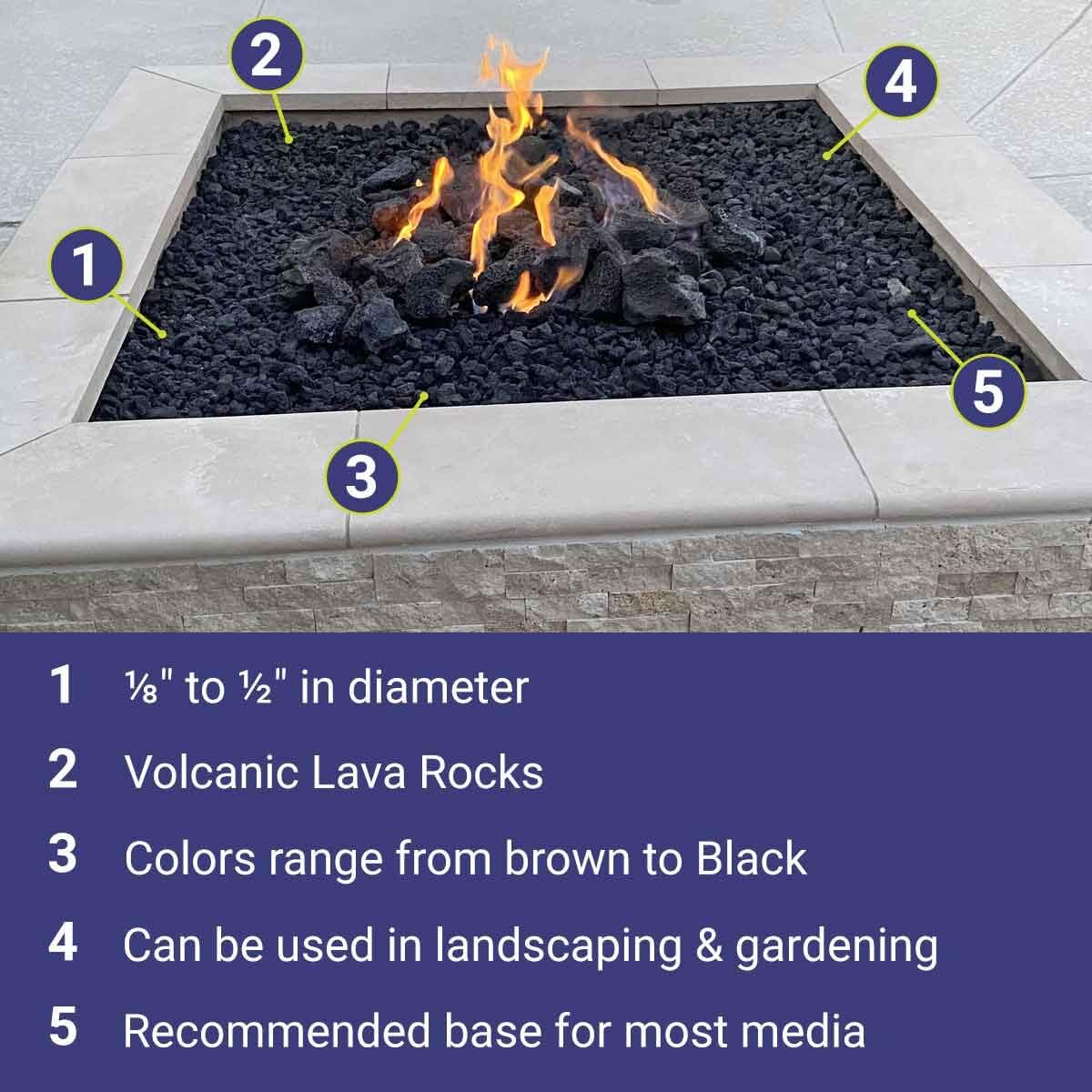 American Fireglass lava rock layer fire glass shows a finished design