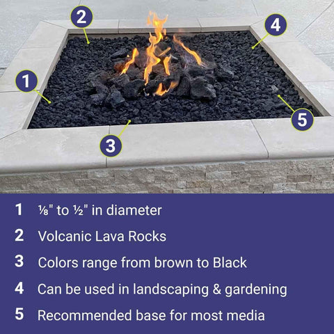 American Fireglass lava rock layer fire glass shows a finished design