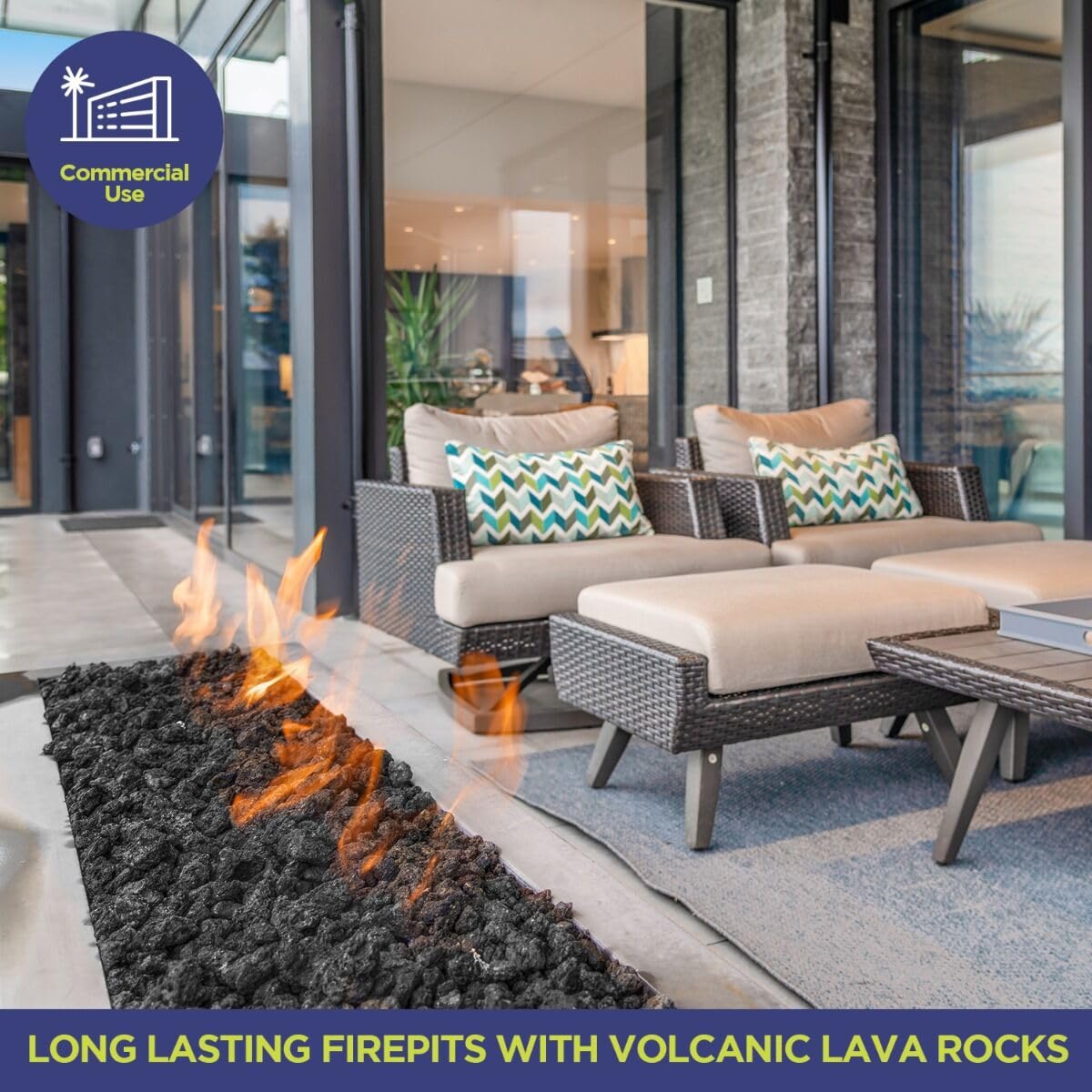 American Fireglass lava rock planters provides natural filler for containers