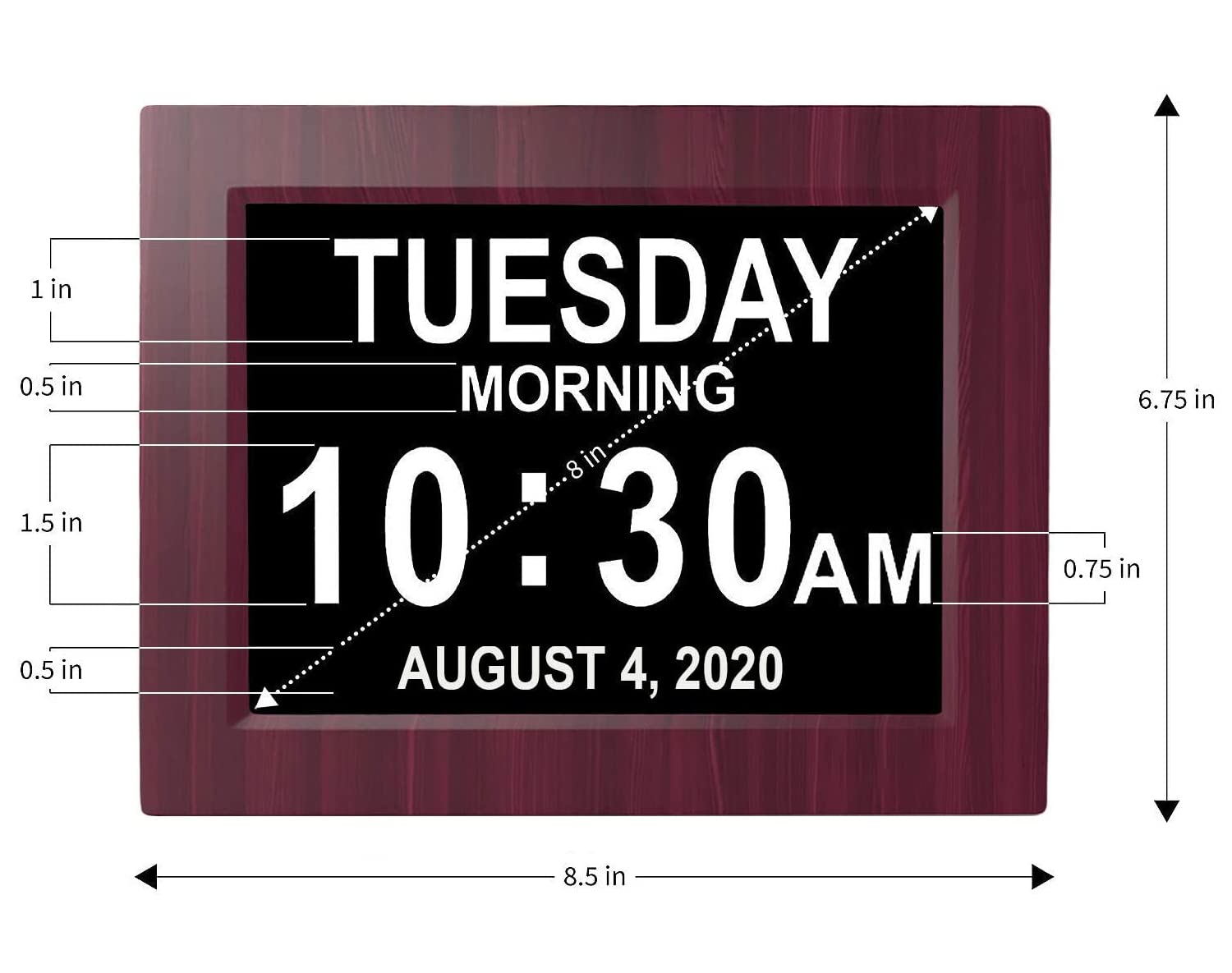 American Lifetime Day Clock auto-dimming display adapts to room lighting.