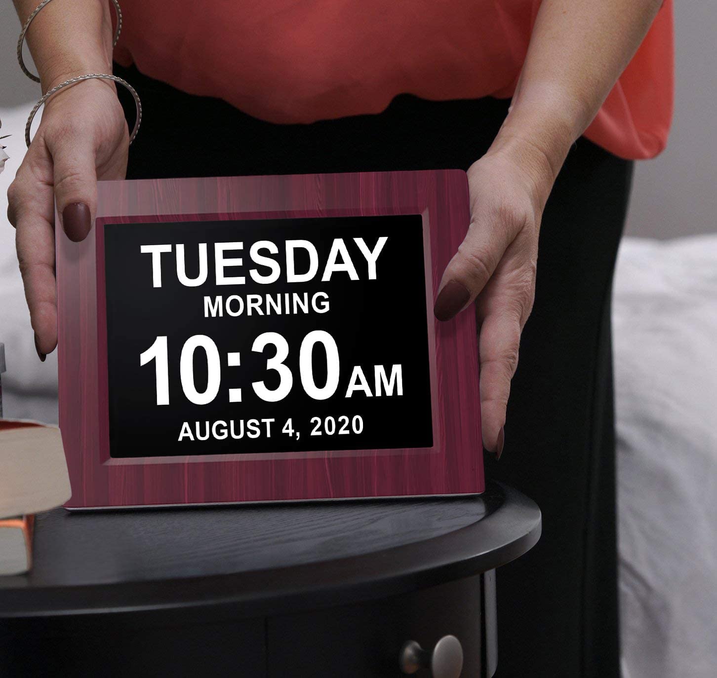 American Lifetime Day Clock eight-inch display clearly shows time, date, and day.
