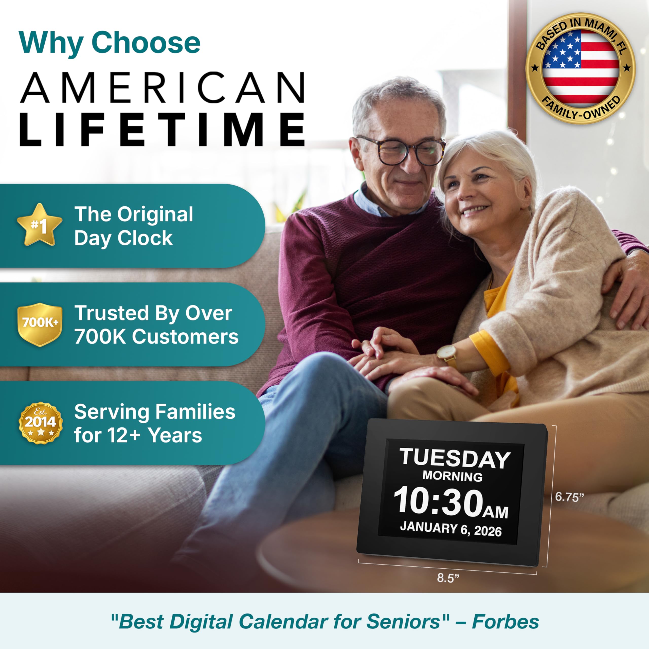 American Lifetime day and date display helps seniors stay oriented at a glance.