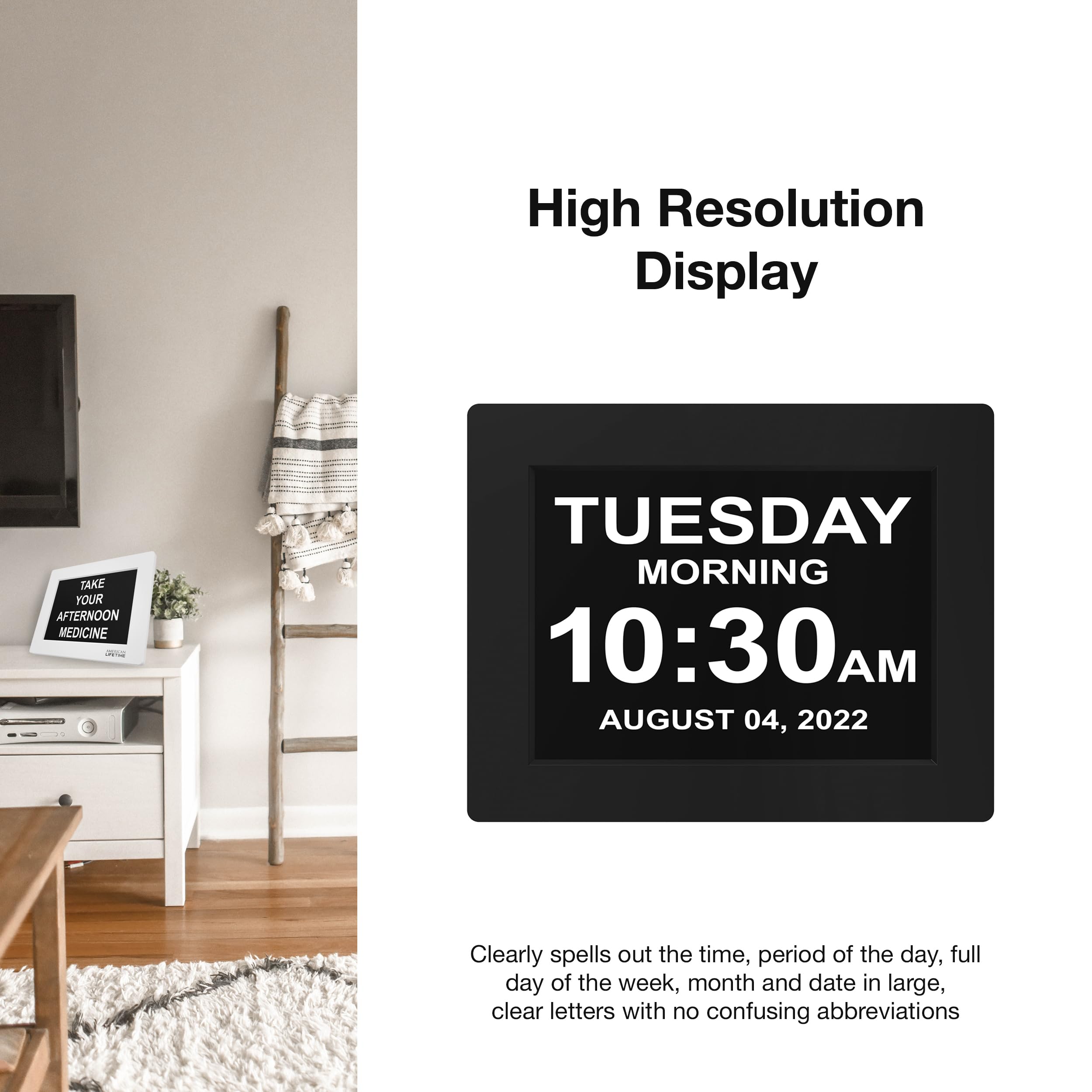 American Lifetime large-display clock with compact design for small spaces.