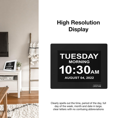 American Lifetime dementia clock supports multiple languages for diverse households.