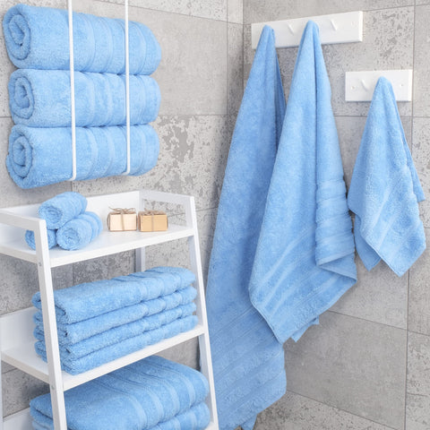 American Soft Linen 27x54 inch towels folded, ideal for guest baths.