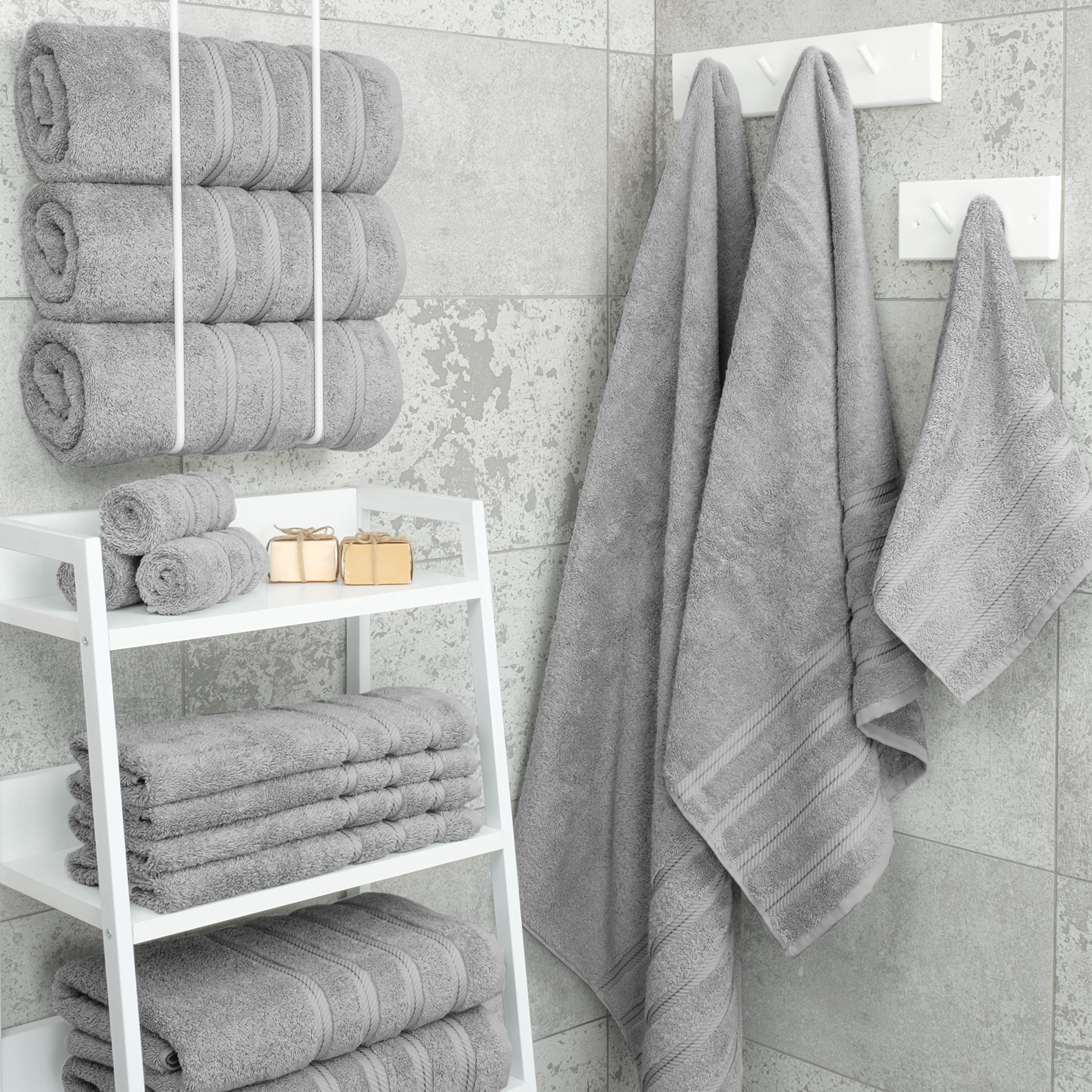American Soft Linen large 27x54 inch towel draped for spa-like look