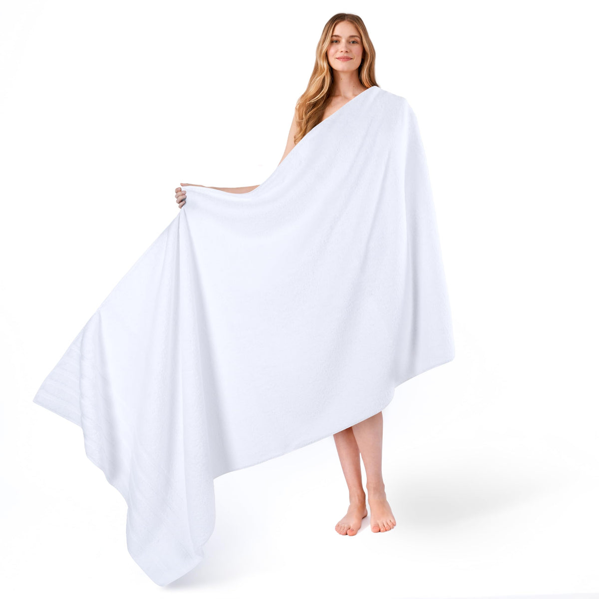 American Soft Linen 35x70 bath towel folded, luxurious bathroom use.