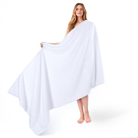 American Soft Linen 35x70 bath towel folded, luxurious bathroom use.
