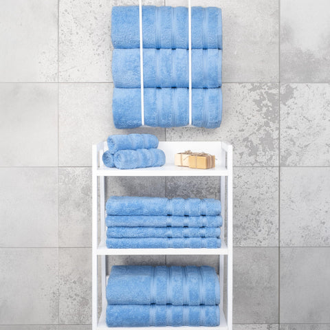 American Soft Linen absorbent towels ready for quick drying after shower.