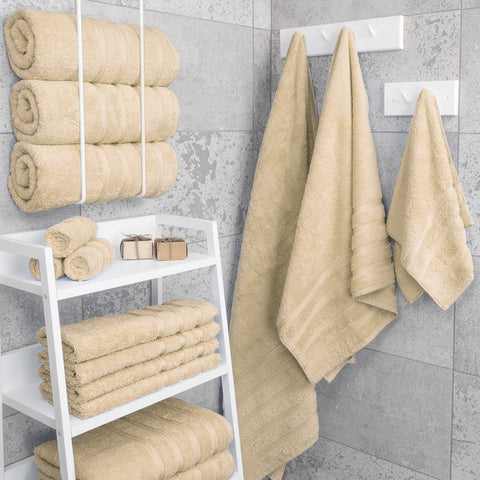 American Soft Linen beige bath towel 27x54 inches for extra-large dry-off.