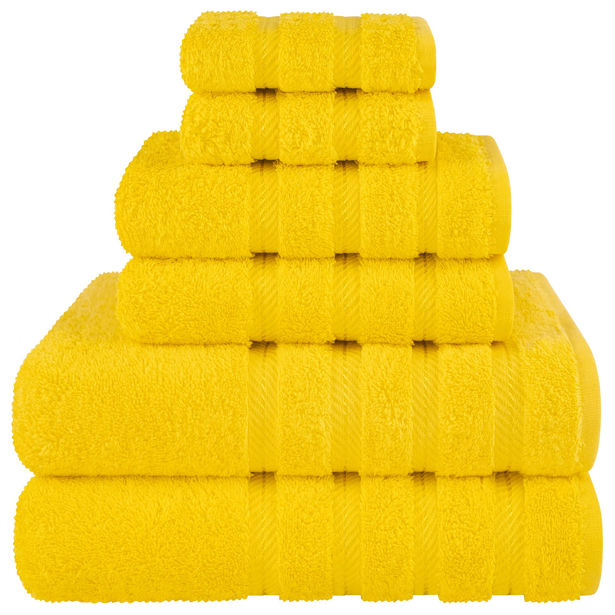 American Soft Linen bath towels in yellow 27x54 offer plush absorbency for quick drying.