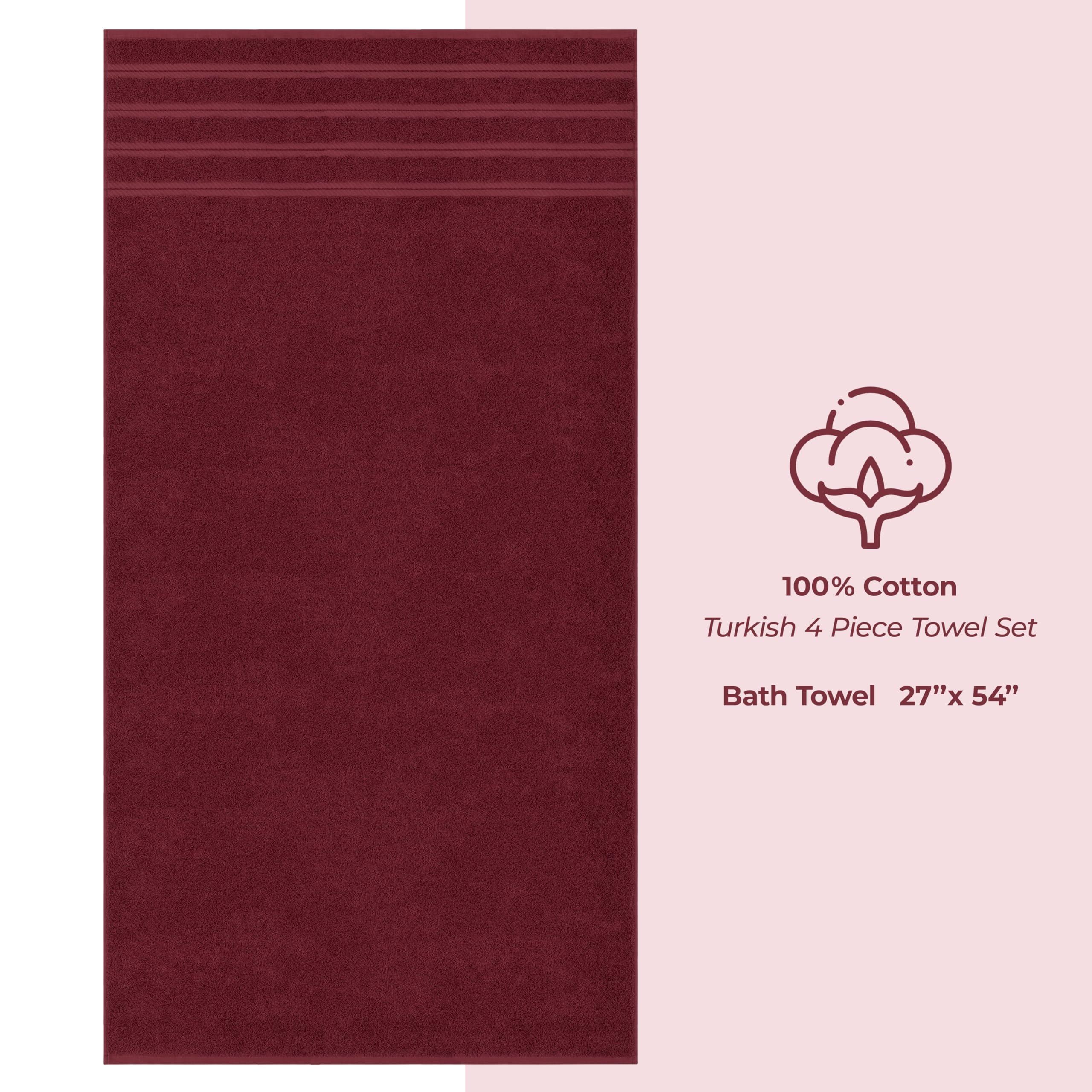American Soft Linen Bordeaux red towels hanging display in bathroom