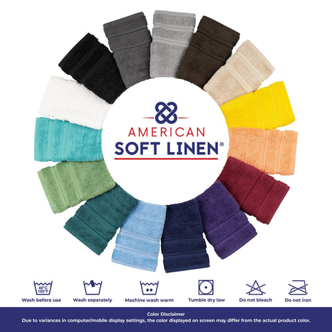 Easy-care towels from American Soft Linen, electric blue, ready for machine wash