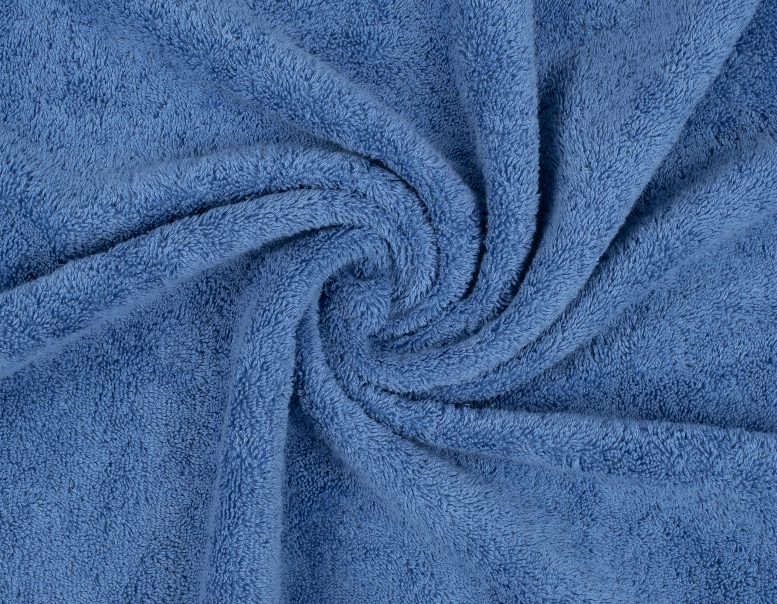 American Soft Linen electric blue towel set close-up reveals soft weave and durability.