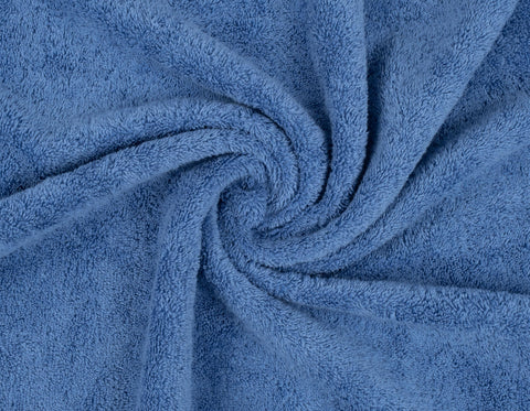 American Soft Linen electric blue towel set close-up reveals soft weave and durability.