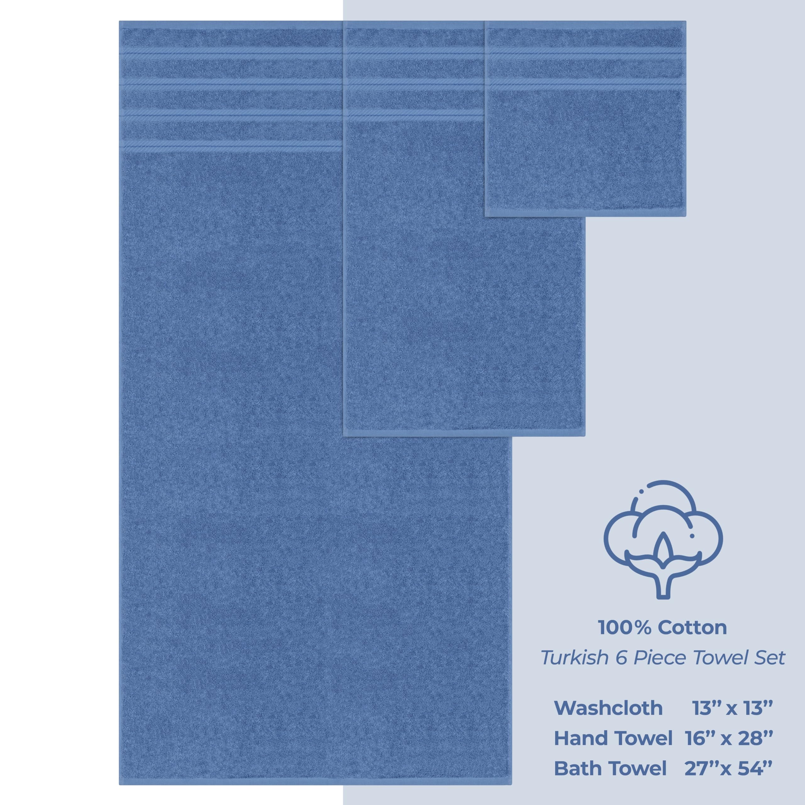 American Soft Linen electric blue towel set folded neatly for a spa-like bathroom.