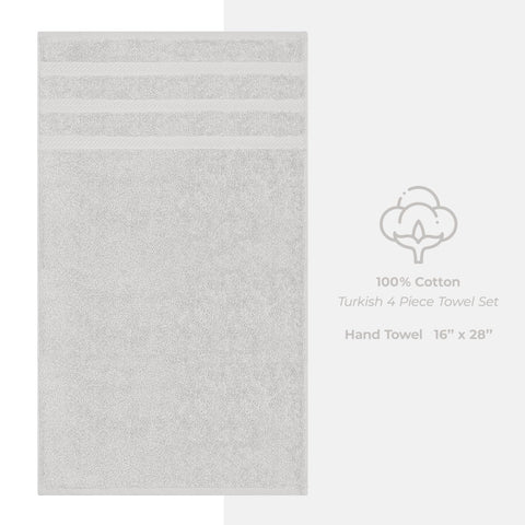 Four-piece set provides matching hand towels for guest rooms or master baths.
