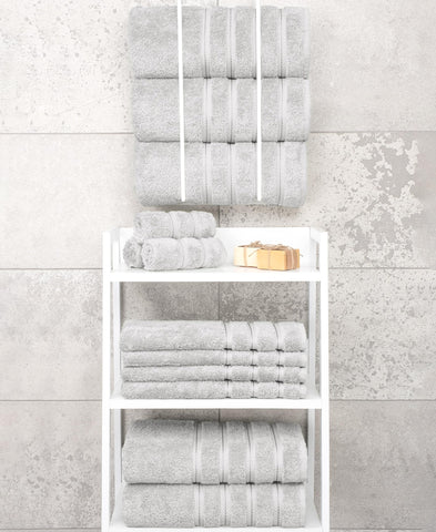 American Soft Linen towels draped over a bar for quick, ready use.