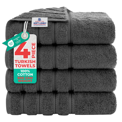 American Soft Linen luxury four-piece bath towel set folded for daily use.