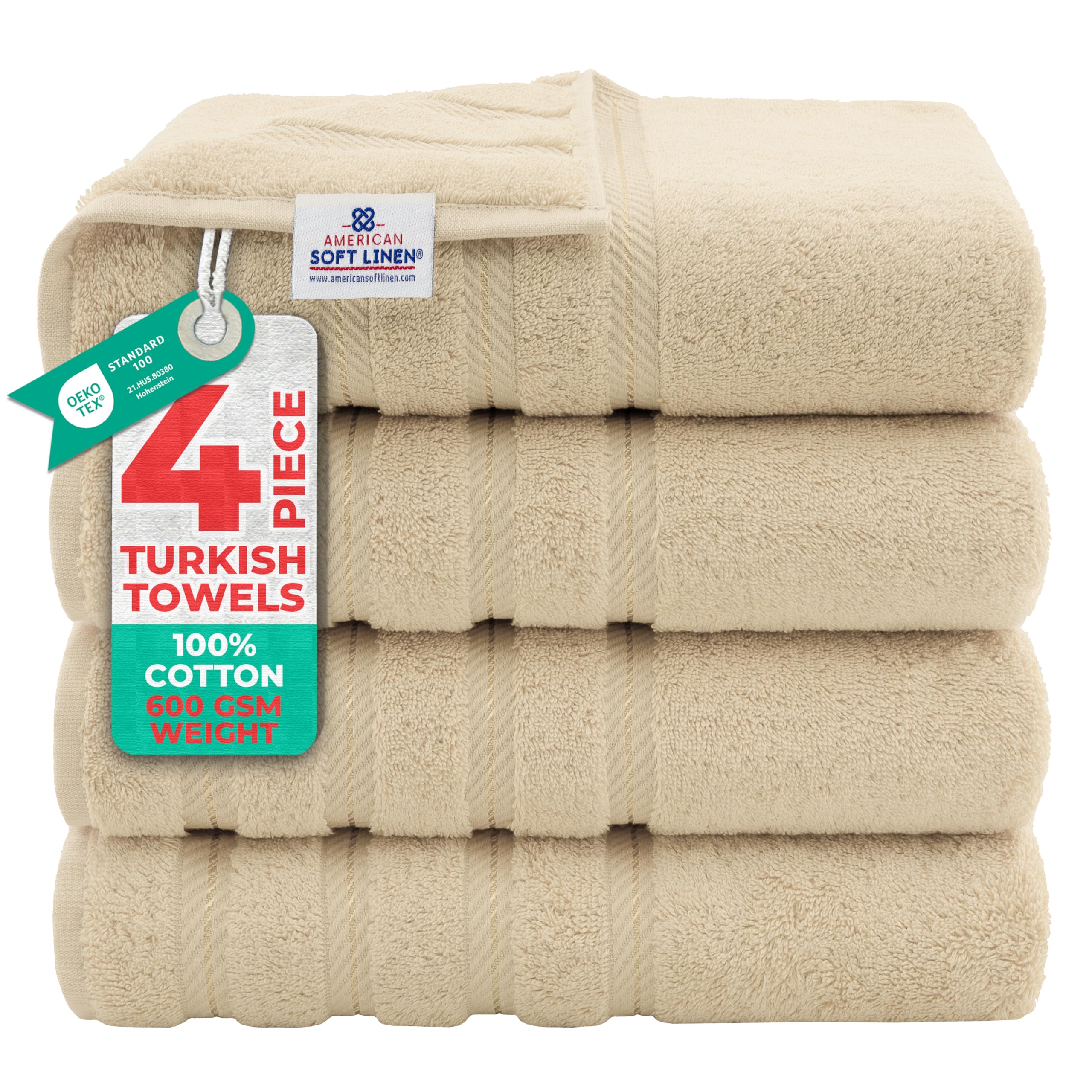 American Soft Linen luxury 4-piece towel set for daily indulgence and spa-like comfort.