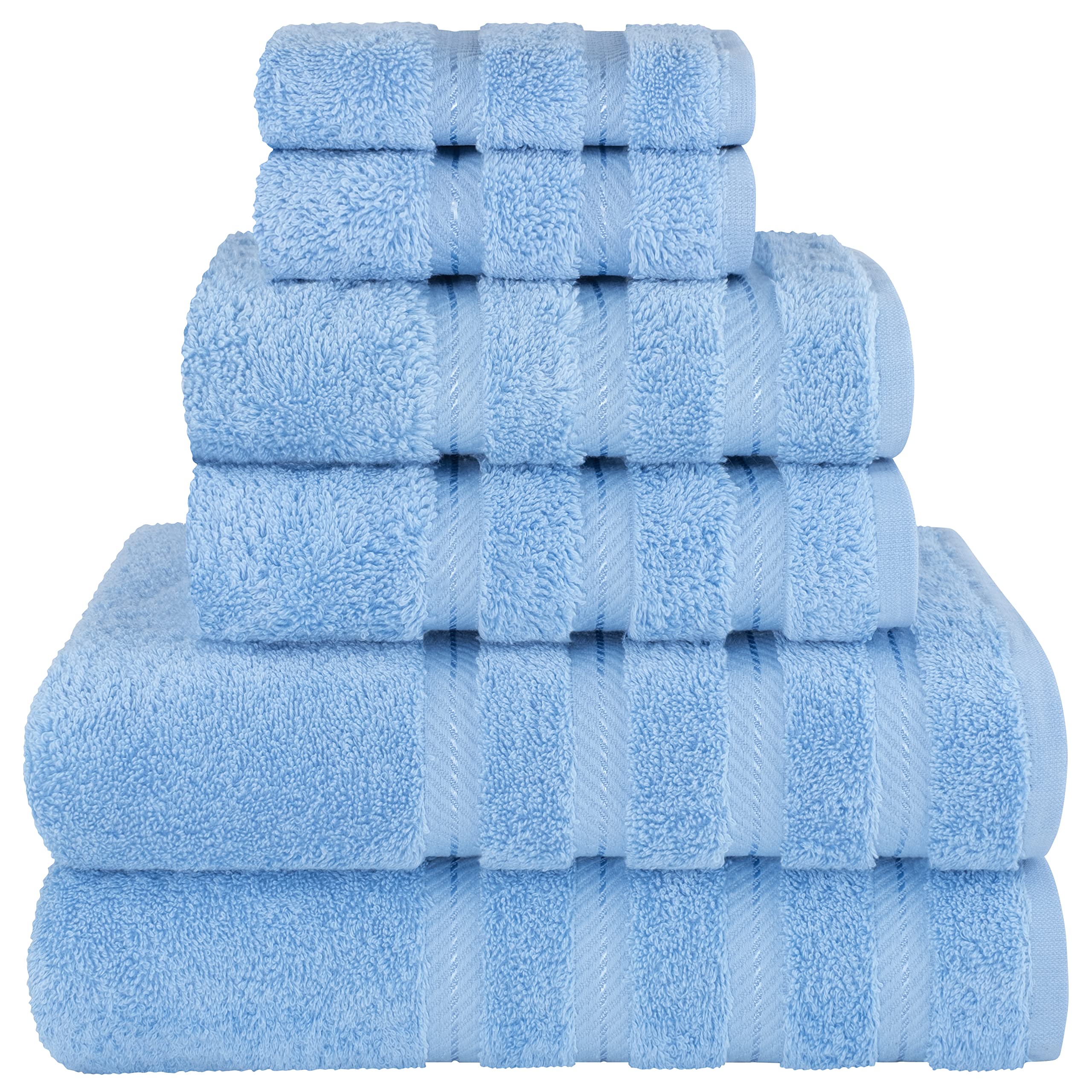 American Soft Linen luxury bath towels on rack showcasing plush softness