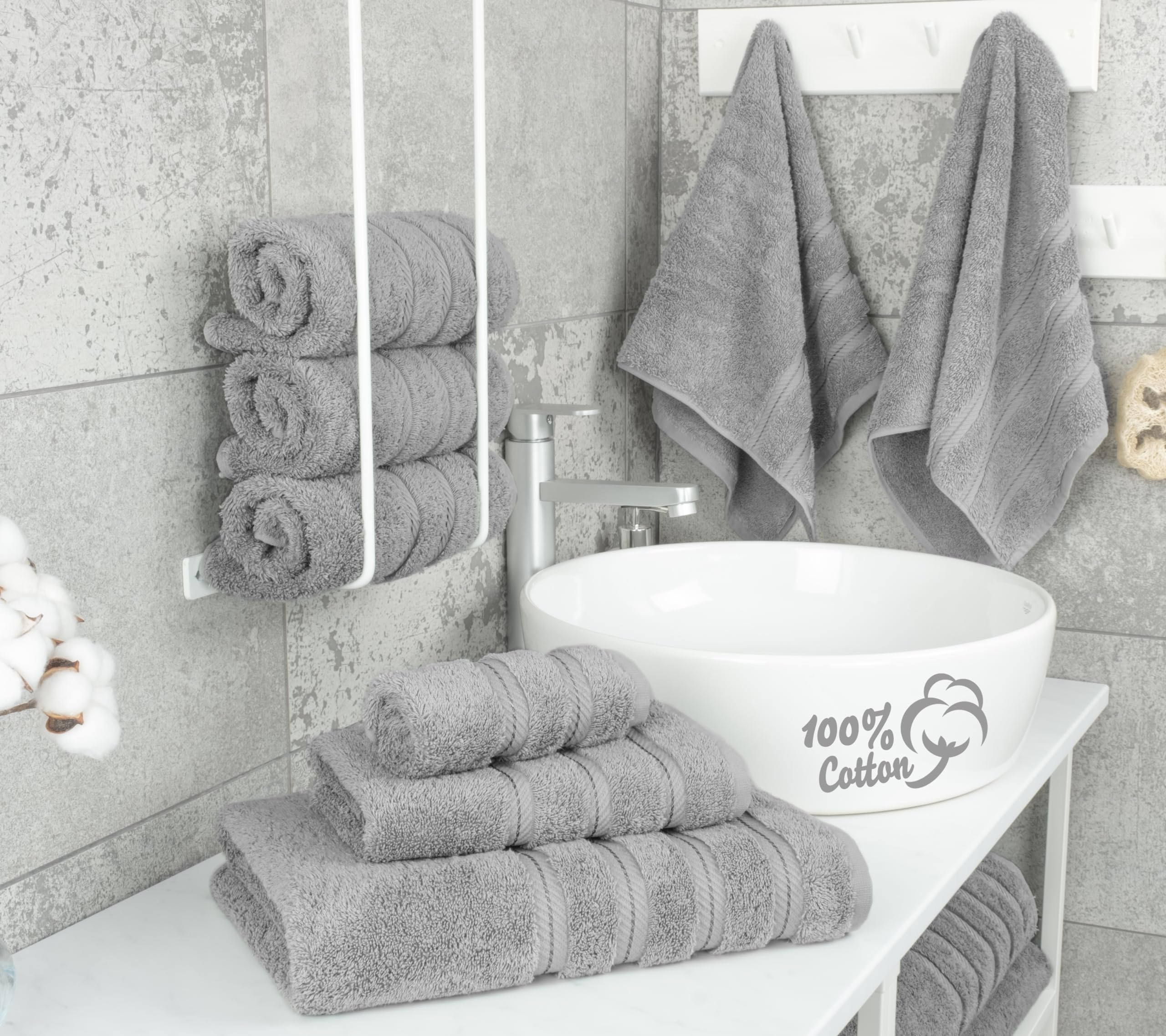 American Soft Linen hand towels 16x28 inches, plush and absorbent.