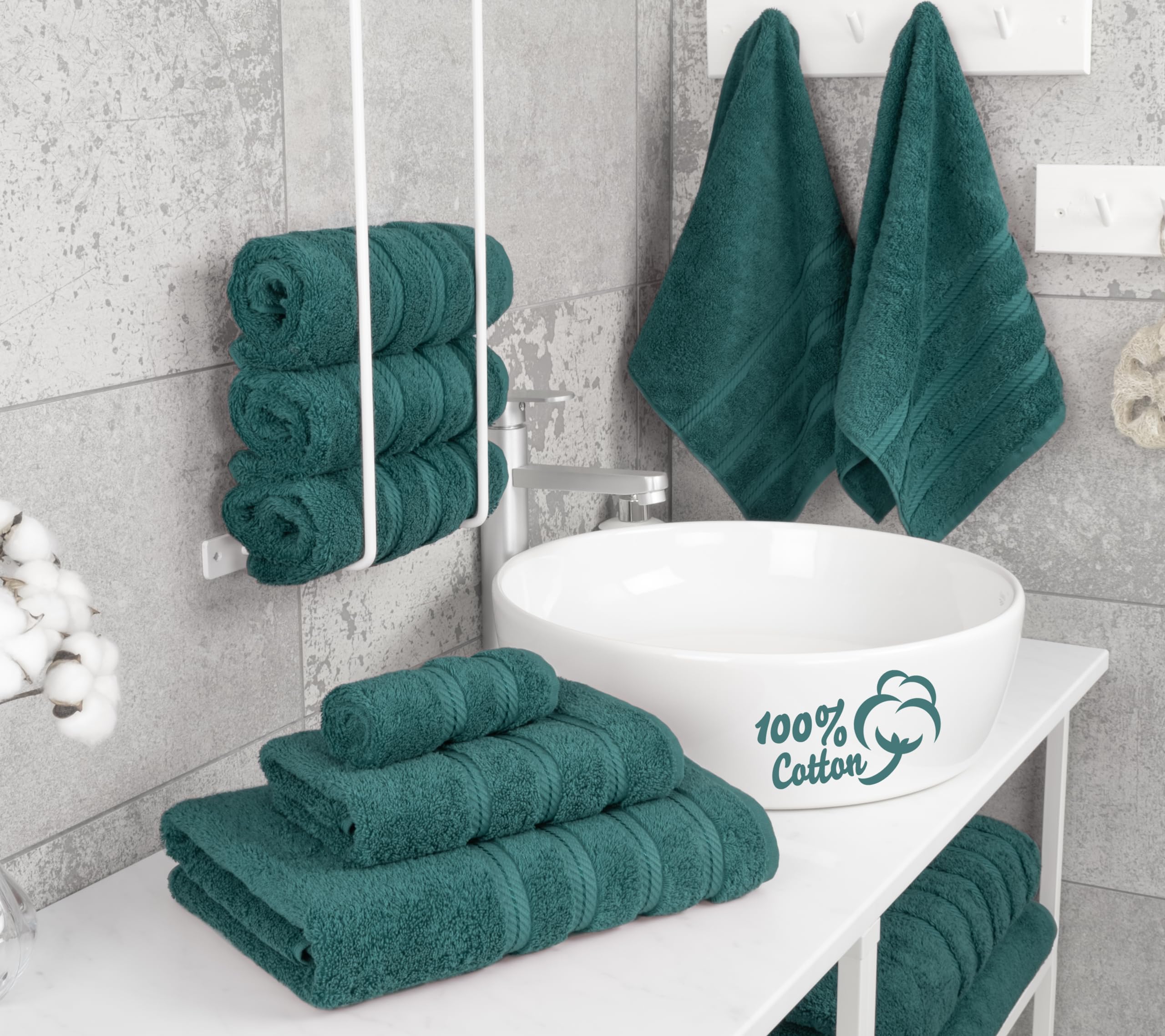 American Soft Linen teal hand towels ideal for quick hand-drying
