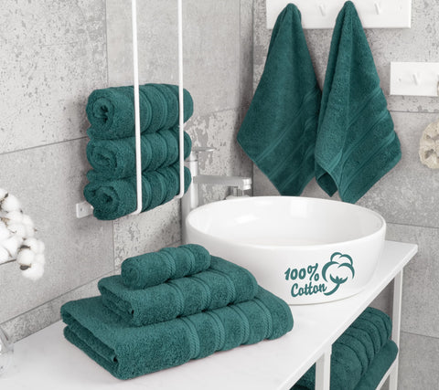 American Soft Linen teal hand towels ideal for quick hand-drying