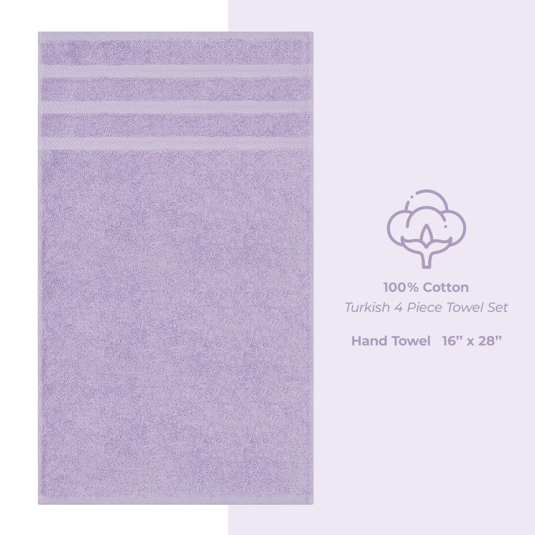 Edge detail on lilac towel; reinforced stitching for durability