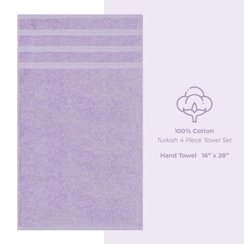 Edge detail on lilac towel; reinforced stitching for durability