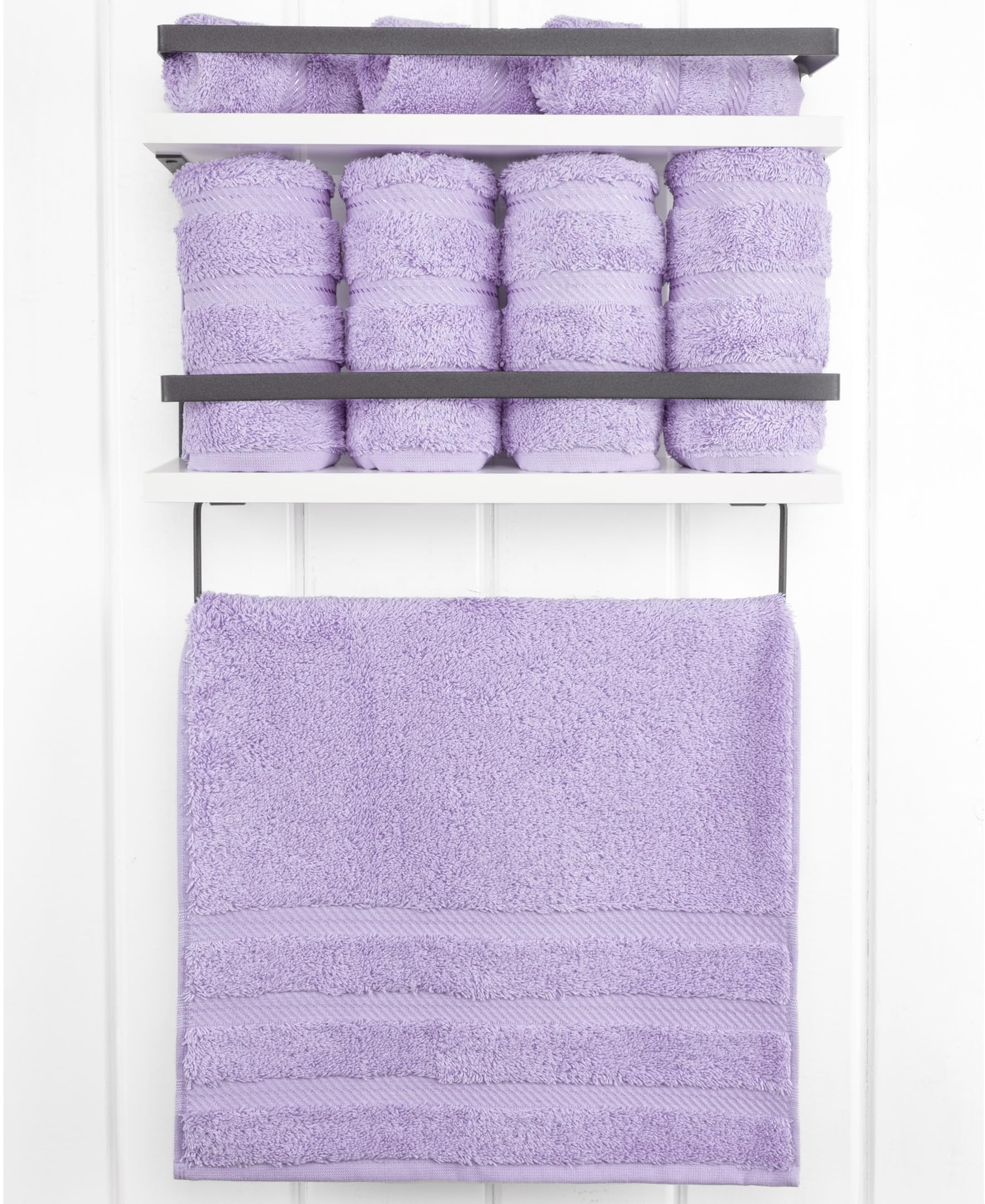 American Soft Linen towels folded neatly; soft texture for hand drying