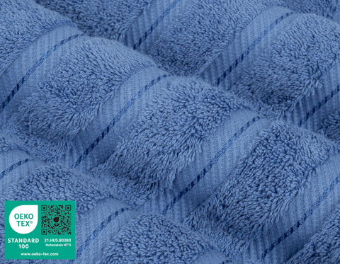 American Soft Linen OEKO-TEX certified bath towels in electric blue for daily use