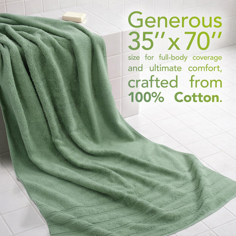 American Soft Linen oversized towel hanging in a bright bathroom for scale and color.