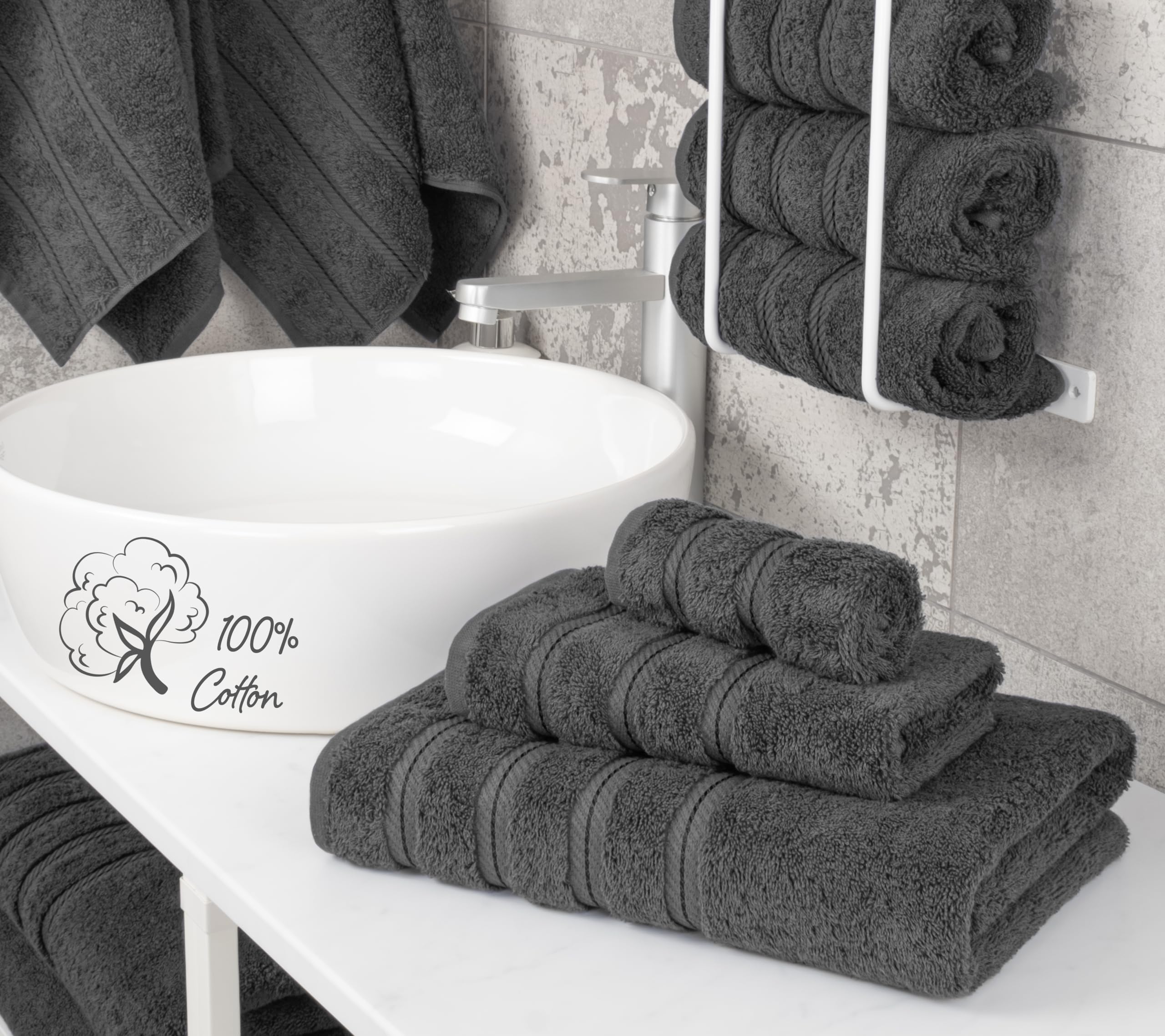 American Soft Linen hand towel shown folded for daily comfortable drying.