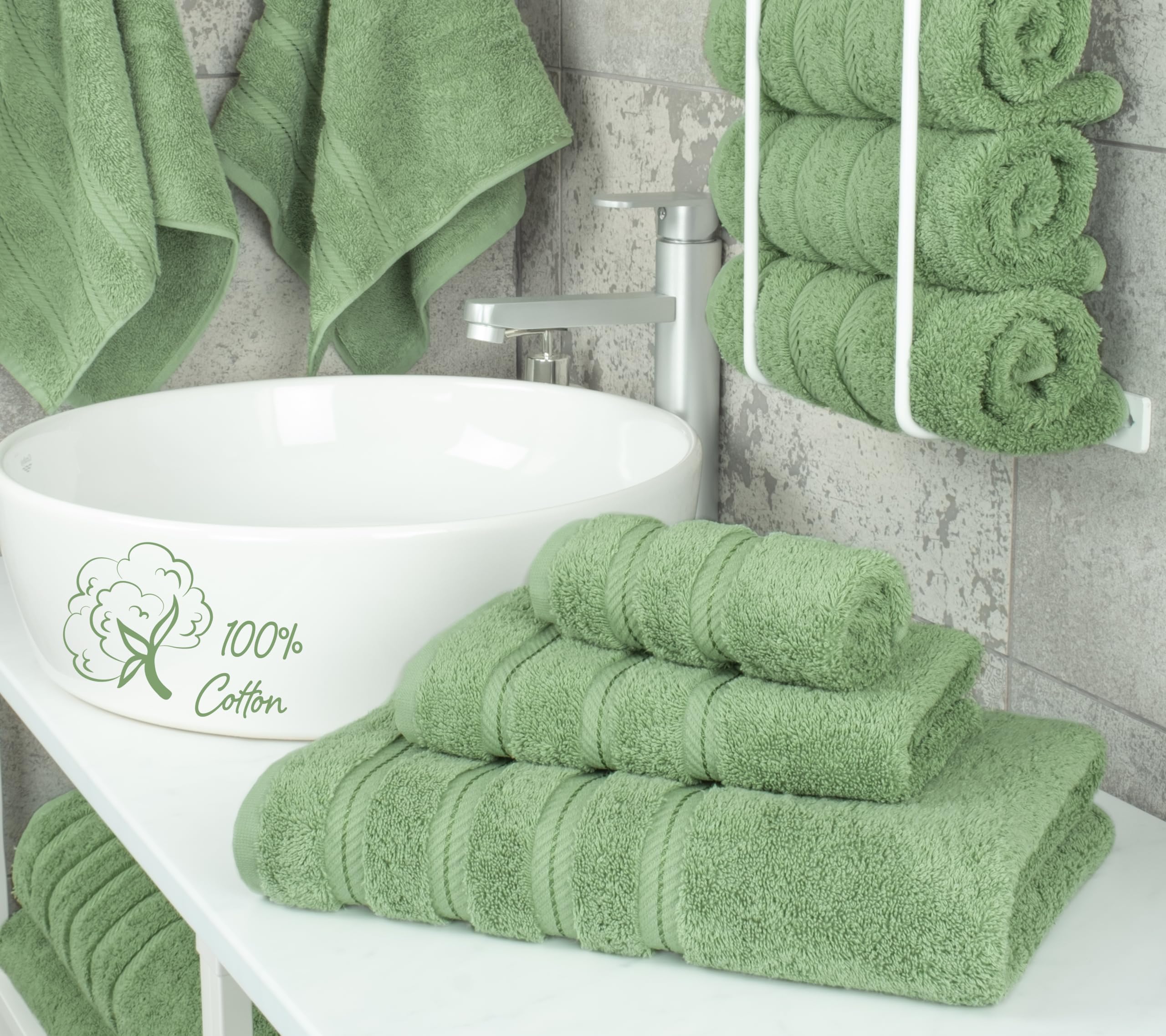American Soft Linen Sage hand towel 16x28 for daily spa like comfort