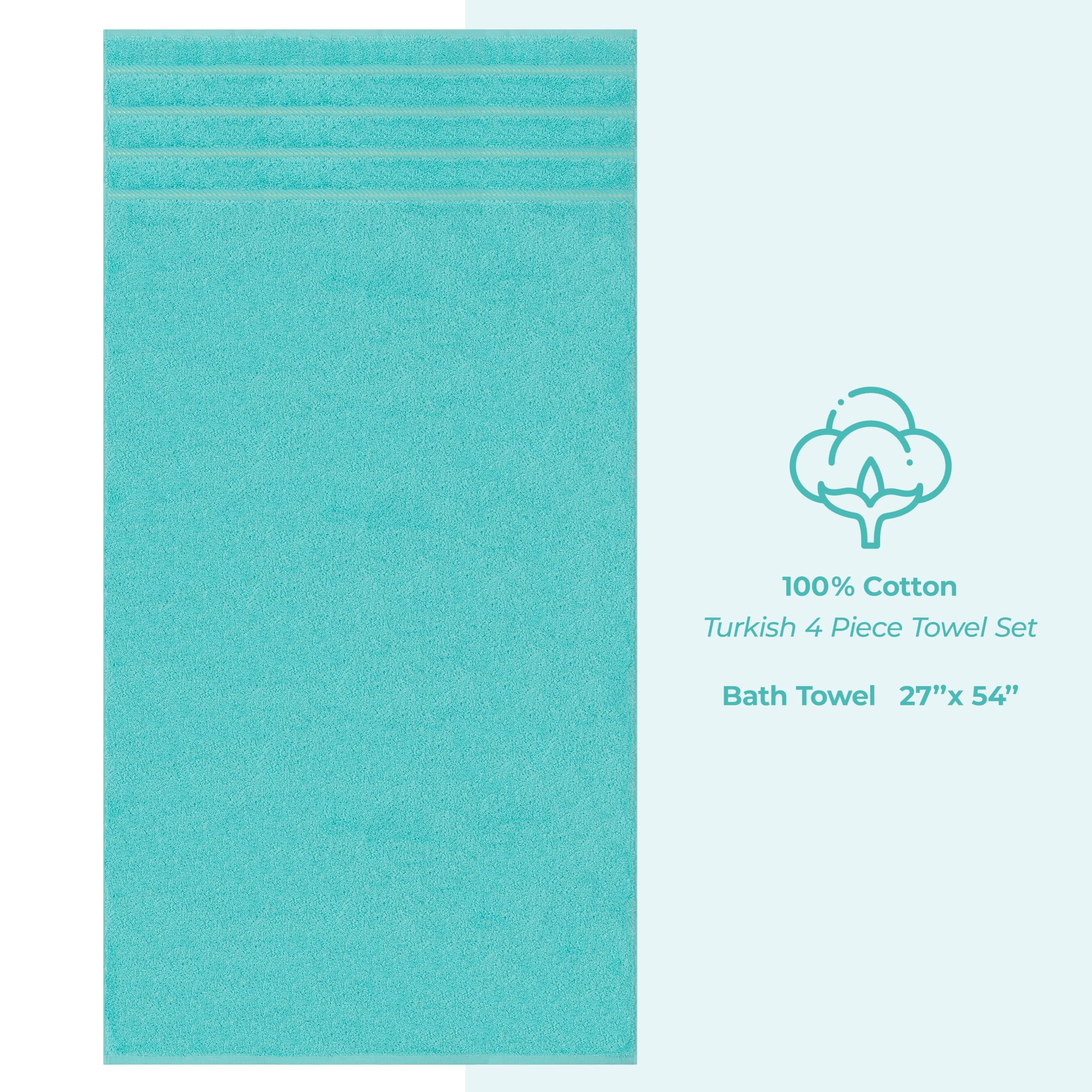 Folded turquoise towel showing generous 27x54 inch size.
