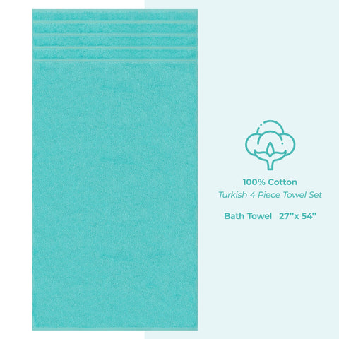 Folded turquoise towel showing generous 27x54 inch size.