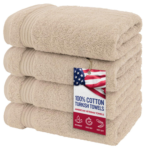 American Veteran Towel 4-piece set with 16x28 inch hand towels for daily use and guests