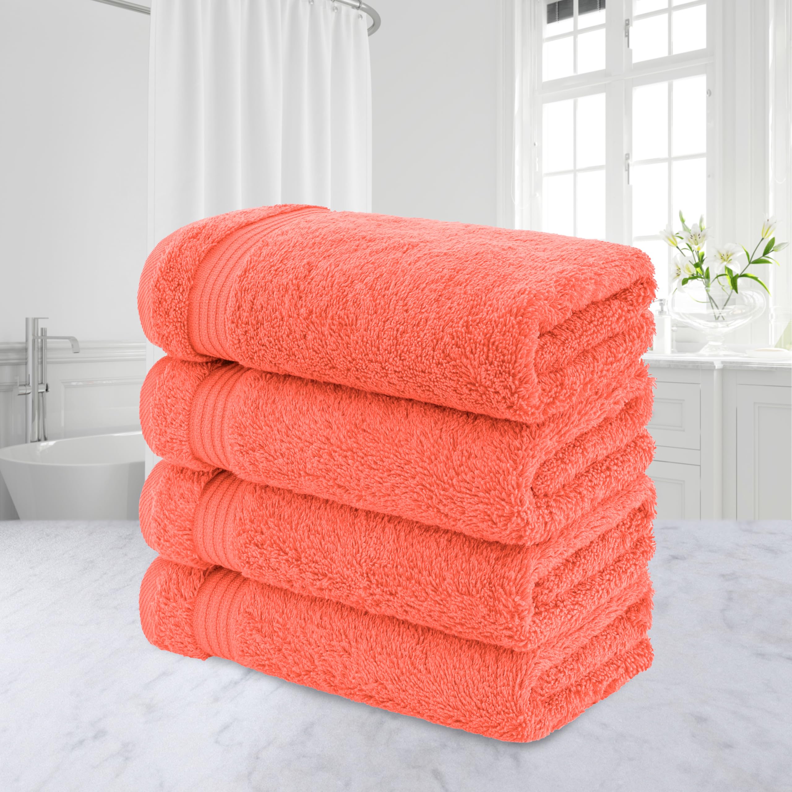 American Veteran Towel coral hand towels 4pc set ready to elevate any bathroom routine